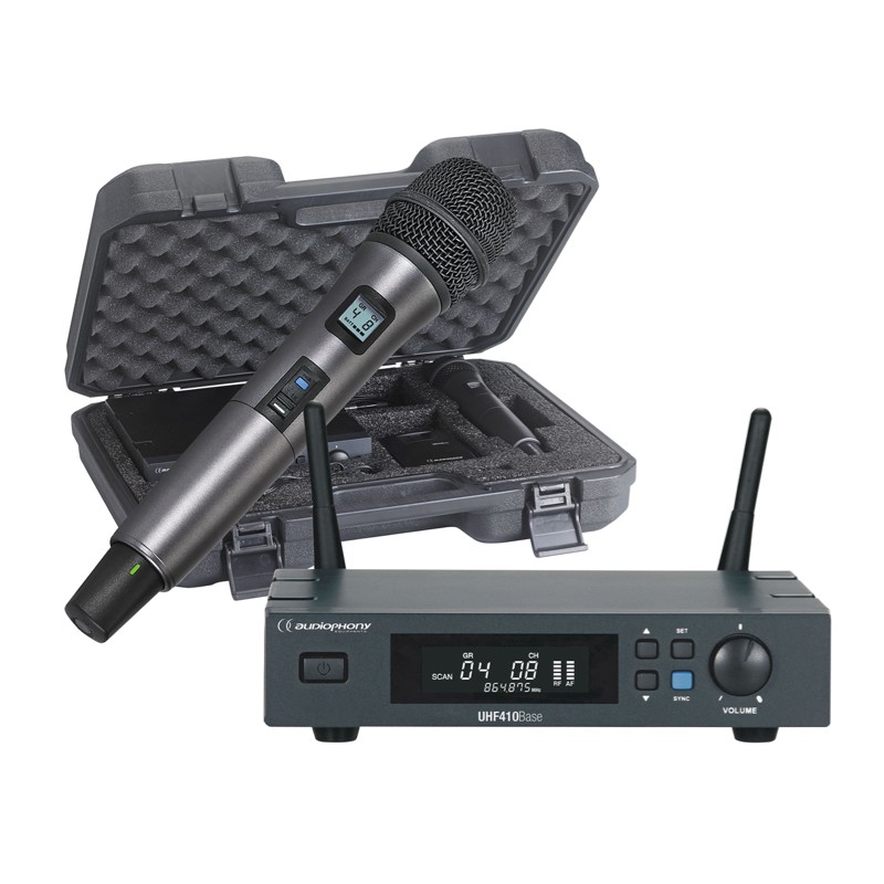 Système de microphone UHF 2 canaux composé de 2 émetteurs microphone main  et d'un récepteur